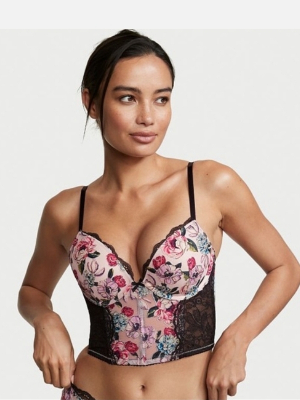 NEW victoria's secret very sexy rose embroidered push-up corset 34DD